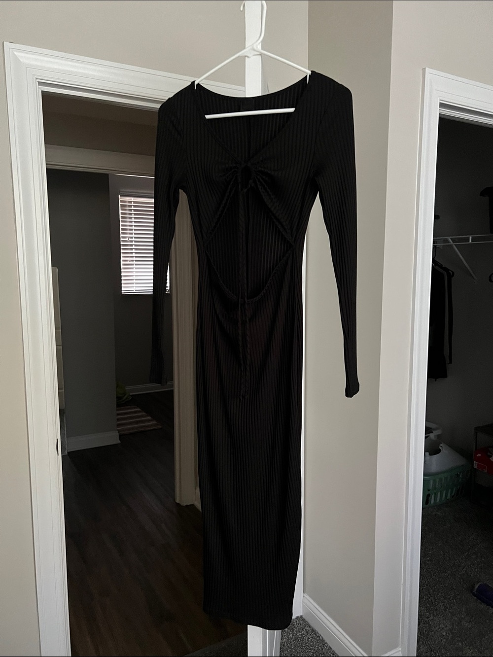 Long Sleeve Black Cutout Maxi Dress